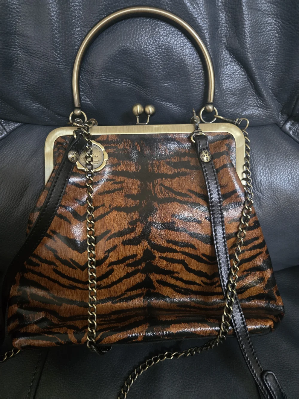 Patricia Nash Tiger-Print Frame Crossbody Bag - Brown & Black
